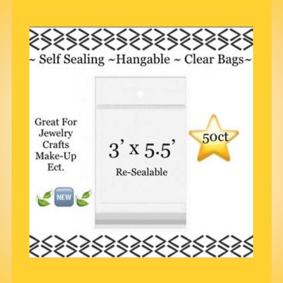 50ct~ 3x5.5” self seal cello bags crystal clear hanger style 🪻🆕🪻 - Picture 1 of 5